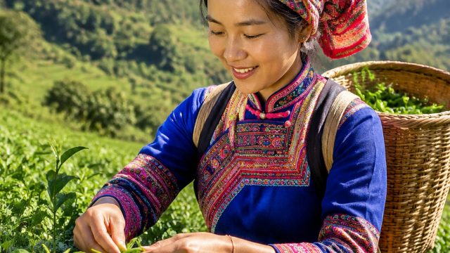 Kangmao Bing Township, Yunnan Town: Happy to pick the first batch of spring tea
